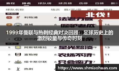 1999年曼联与热刺经典对决回顾：足球历史上的激烈较量与传奇时刻
